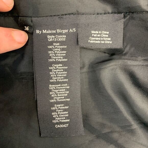 Malene Birger Black ivory white pleated check houndstooth pencil skirt pockets - Picture 8 of 13